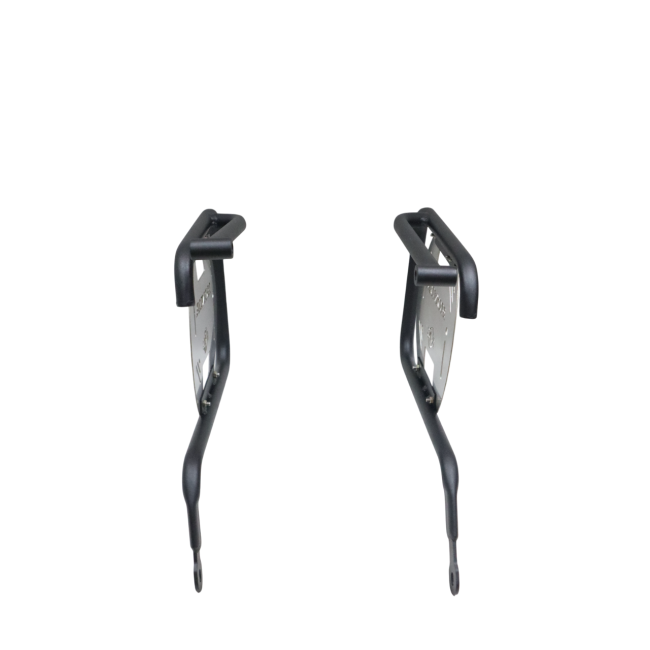 MotoCare saddle stay with plate installed on Honda CB350 supporting saddlebags securely