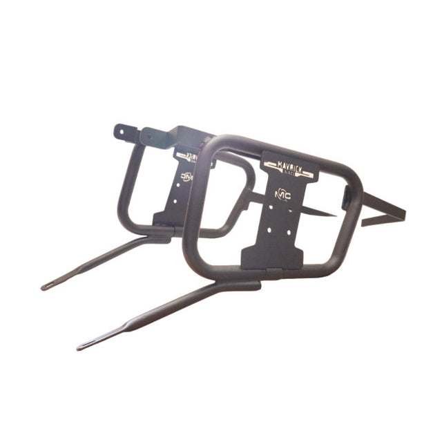 MotoCare saddle stay with plate installed on Hero Mavrick 440 motorcycle supporting saddlebags for touring stability