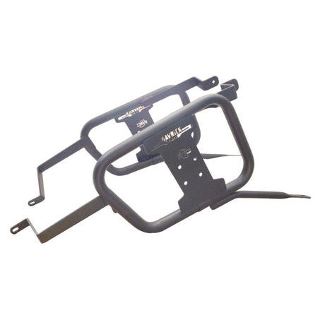 MotoCare saddle stay with plate installed on Hero Mavrick 440 motorcycle supporting saddlebags for touring stability