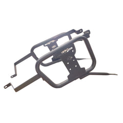 MotoCare saddle stay with plate installed on Hero Mavrick 440 motorcycle supporting saddlebags for touring stability