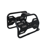 MotoCare saddle stay with plate installed on Hero Xpulse motorcycle supporting saddlebags for touring and off-road stability