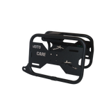 MotoCare saddle stay with plate installed on Hero Xpulse motorcycle supporting saddlebags for touring and off-road stability