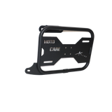 MotoCare saddle stay with plate installed on Hero Xpulse motorcycle supporting saddlebags for touring and off-road stability