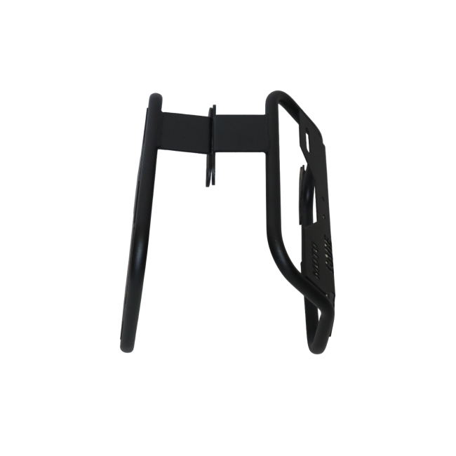 MotoCare saddle stay with plate installed on Hero Xpulse motorcycle supporting saddlebags for touring and off-road stability