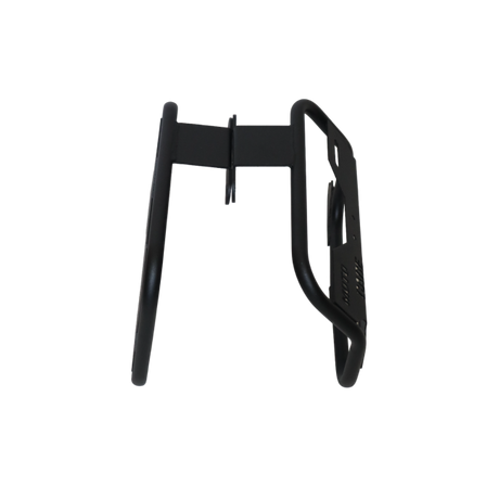 MotoCare saddle stay with plate installed on Hero Xpulse motorcycle supporting saddlebags for touring and off-road stability