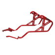 MotoCare red saddle stay installed on Hero XPulse 210 supporting saddlebags