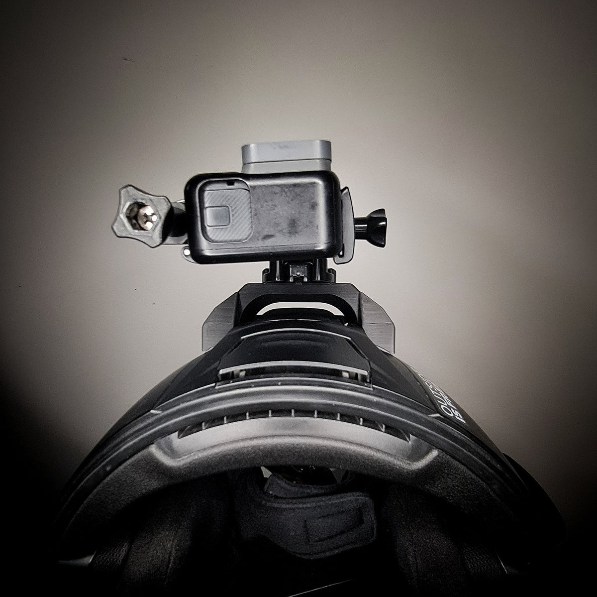 SCHUBERTH E2 adventure helmet chin mount with GoPro installed