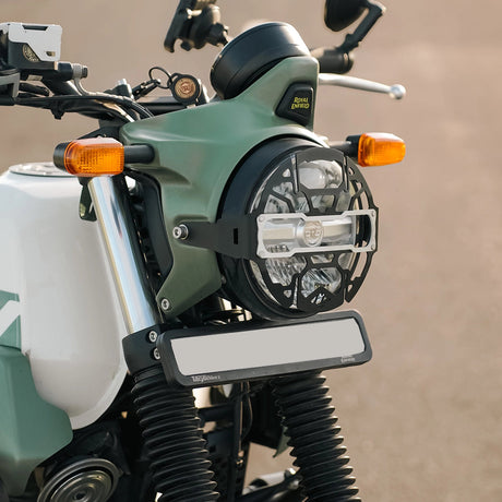 Legundary Cosmic Headlight Grill Black and Silver for Royal Enfield Scram 440 premium headlight guard protector