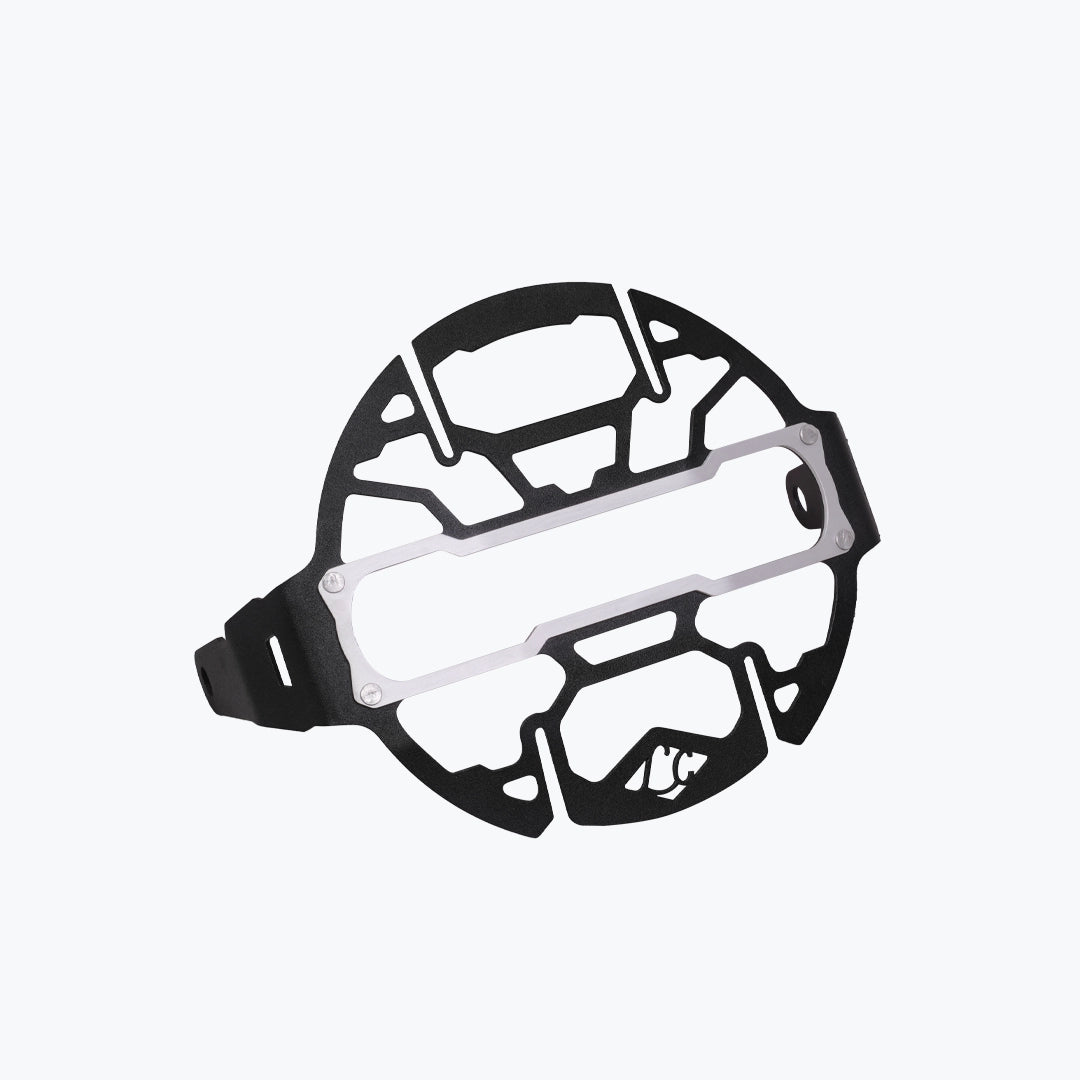 Legundary Cosmic Headlight Grill Black and Silver for Royal Enfield Scram 440 premium headlight guard protector