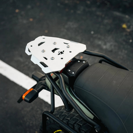 Legundary Gopher Luggage Carrier Silver Black for Royal Enfield Scram 440 heavy duty rear rack luggage support