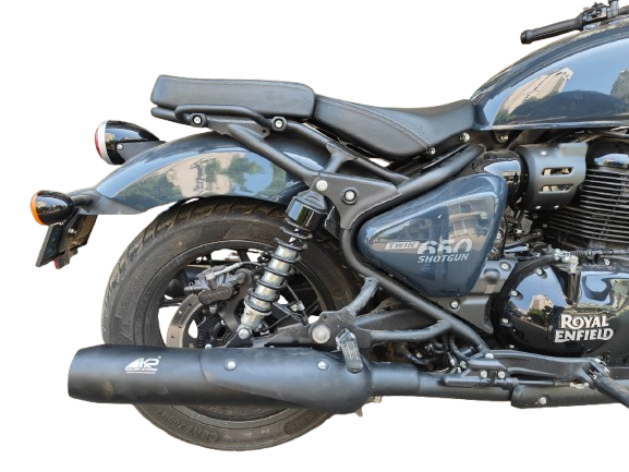 KP Racing Bassmaster Stage 2 Combo Matte Black SS304 Exhaust Kit for Royal Enfield Shotgun 650 with Air Filter Stage Plate and Iridium Spark Plugs Dyno Tested