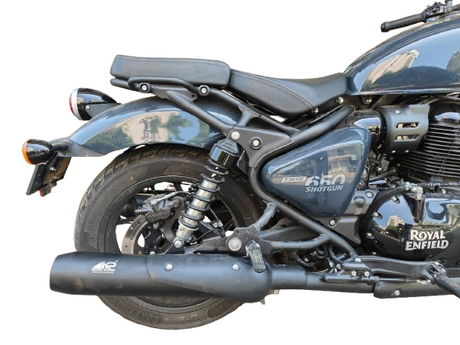 KP Racing Bassmaster Stage 2 Combo Matte Black SS304 Exhaust Kit for Royal Enfield Shotgun 650 with Air Filter Stage Plate and Iridium Spark Plugs Dyno Tested