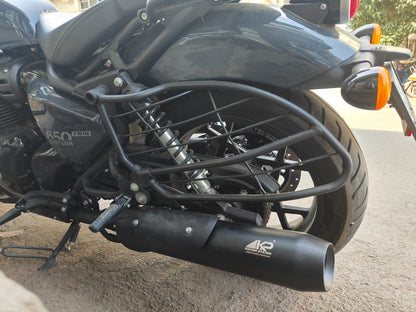 KP Racing Bassmaster Stage 2 Combo Matte Black SS304 Exhaust Kit for Royal Enfield Shotgun 650 with Air Filter Stage Plate and Iridium Spark Plugs Dyno Tested