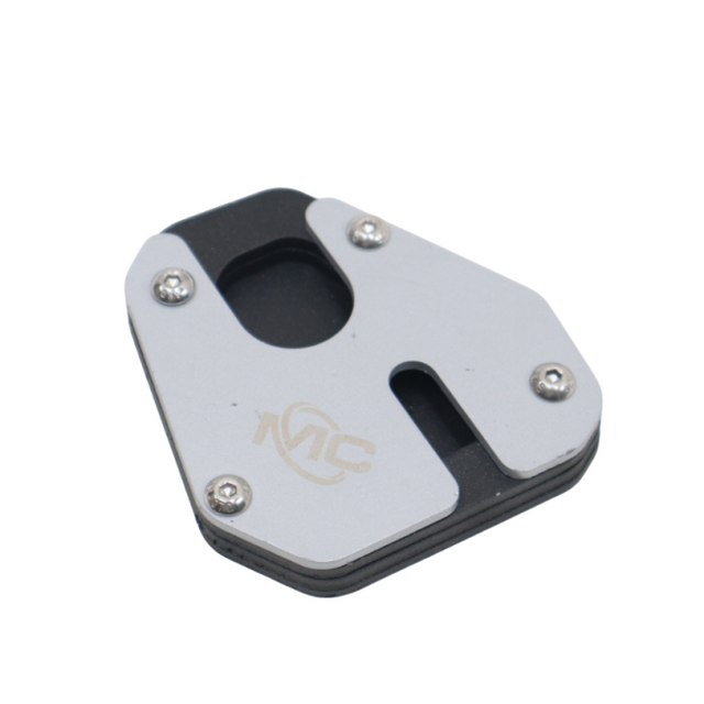MotoCare side stand extender installed on Hero XPulse 210 for improved parking stability