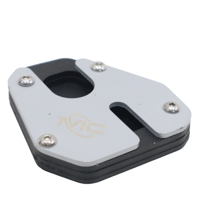 MotoCare side stand extender installed on Hero XPulse 210 for improved parking stability