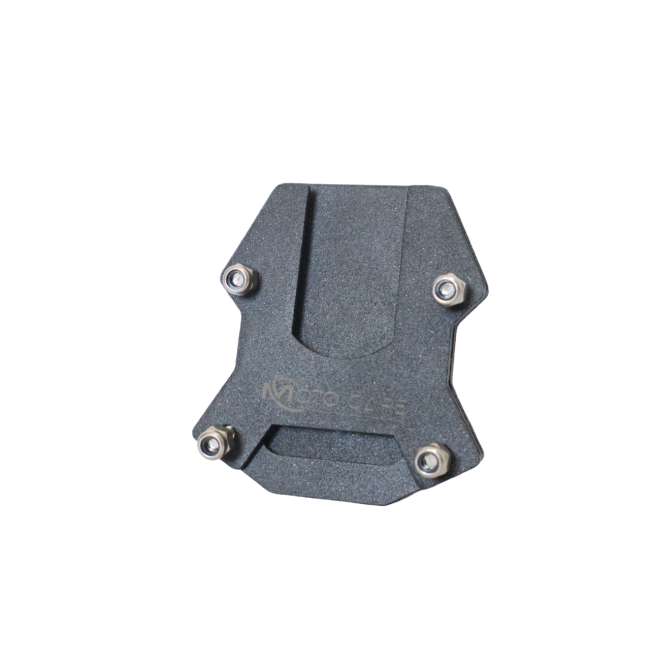 MotoCare CNC side stand extender installed on Hero Xpulse motorcycle improving parking stability on uneven ground