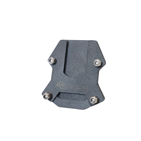 MotoCare CNC side stand extender installed on Hero Xpulse motorcycle improving parking stability on uneven ground