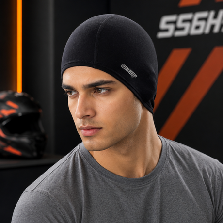 66BHP Thermo Stretch Skull Cap helmet liner with full ear coverage for motorcycle riding, cycling, skiing and outdoor sports