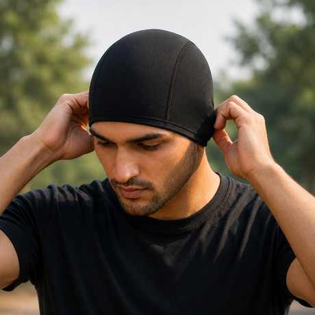 66BHP Thermo Stretch Skull Cap helmet liner with full ear coverage for motorcycle riding, cycling, skiing and outdoor sports