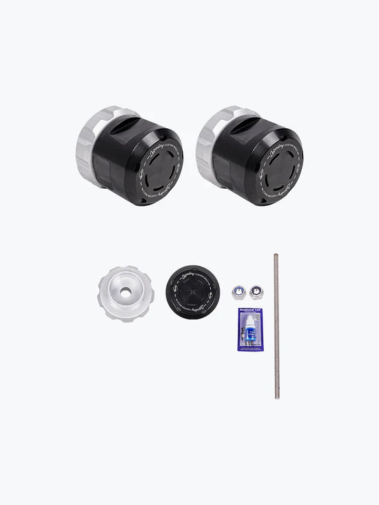 Legundary Custom Rotex Front Wheel Slider for Kawasaki Versys 650 Black Silver Aluminium Mild Steel Fork Protector