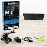 SMK Stellar helmet chin mount V1 and V2 installed for GoPro Insta360 DJI POV motovlogging action camera setup on motorcycle helmet