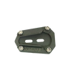 Motocare Dominar 400 stand extender installed on Bajaj Dominar 400 side stand providing enhanced stability and anti-sink support on ground