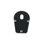 MotoCare stand extender installed on Triumph Scrambler 400X showing enlarged side stand base plate for improved parking stability
