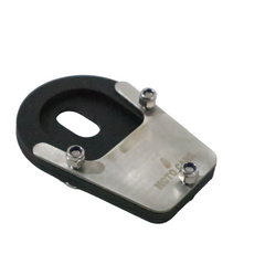 MotoCare side stand extender installed on Triumph Speed 400 for improved parking stability on uneven surfaces