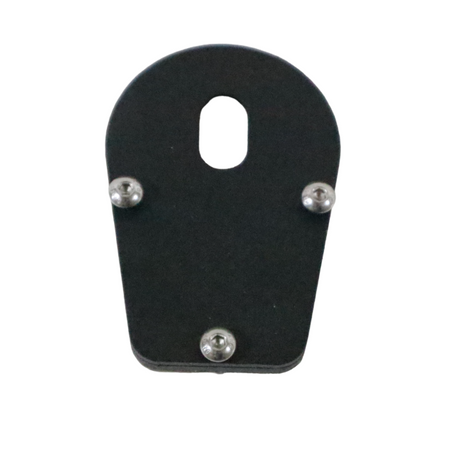 MotoCare side stand extender installed on Triumph Speed 400 for improved parking stability on uneven surfaces