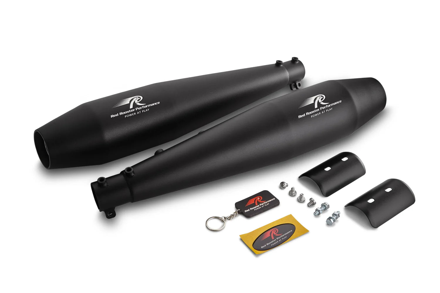 Red Rooster Stellar Black Matte Exhaust for Royal Enfield Interceptor 650 and Continental GT 650 aftermarket performance exhaust
