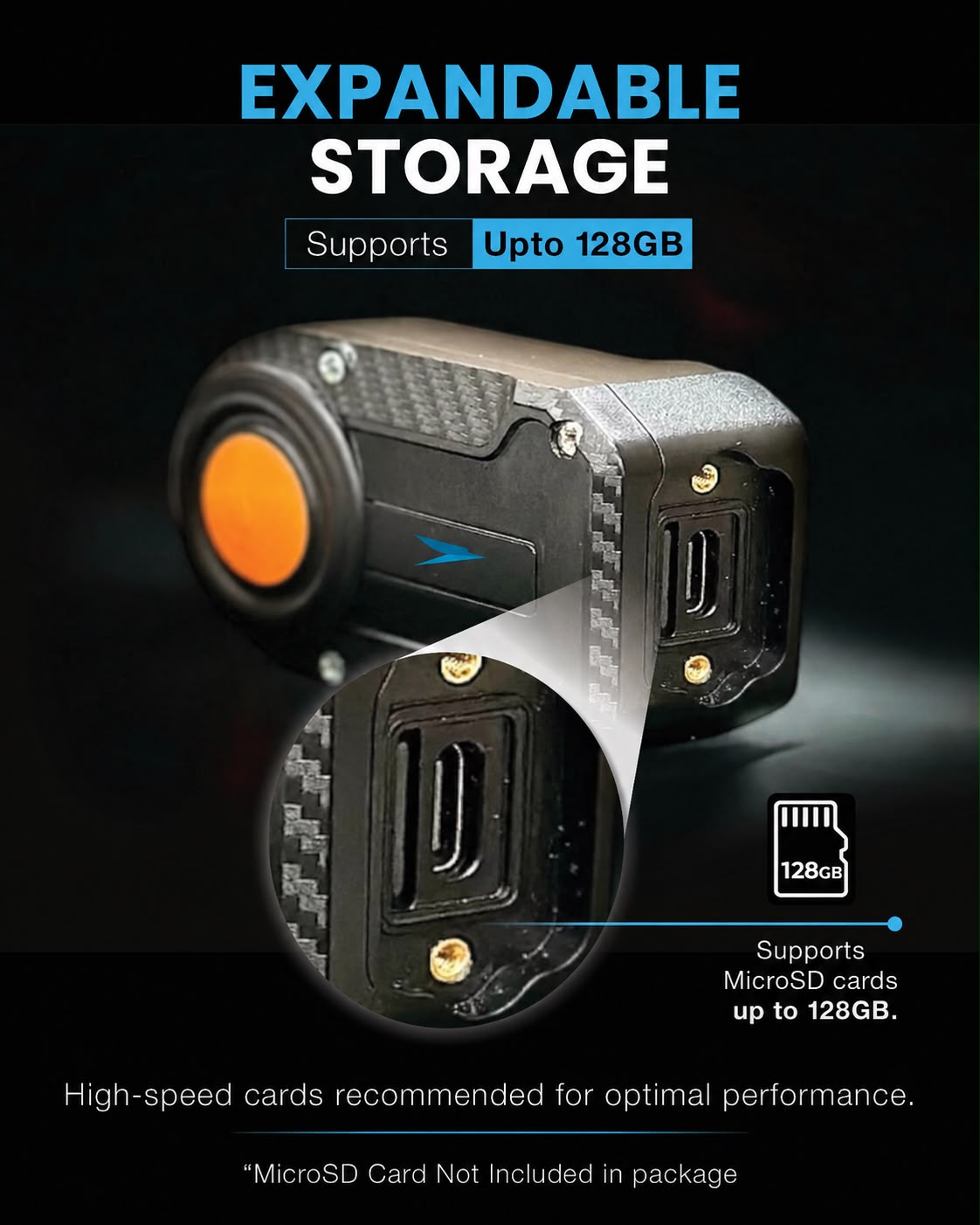 STRYX motorcycle dash cam QHD 1440P 64GB complete bundle with handlebar mount


