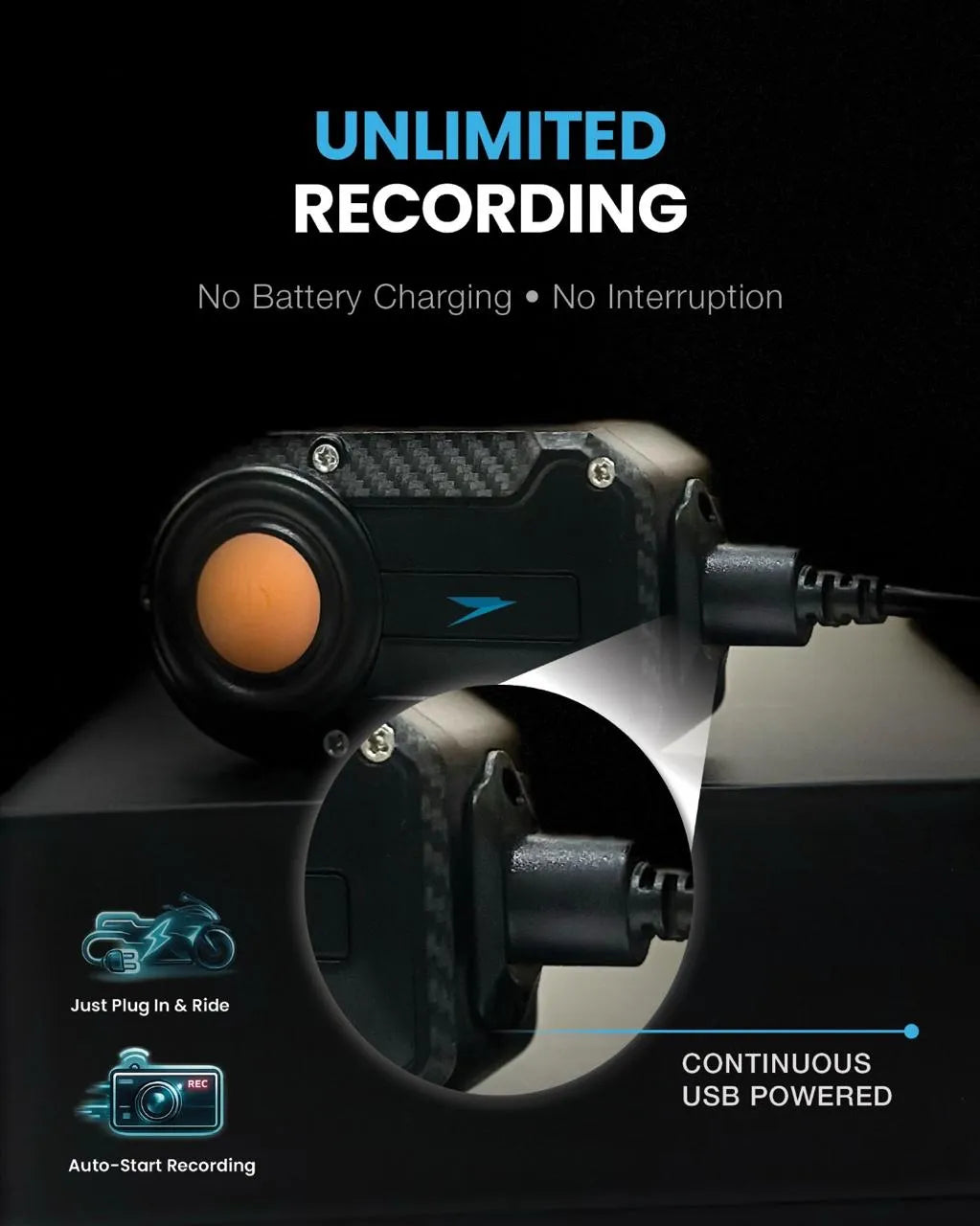 STRYX motorcycle dash cam QHD 1440P 32GB bundle with handlebar mount

