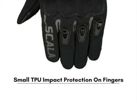 Scala Atlas black grey motorcycle riding gloves front view

