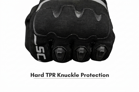 Scala Atlas black grey motorcycle riding gloves front view

