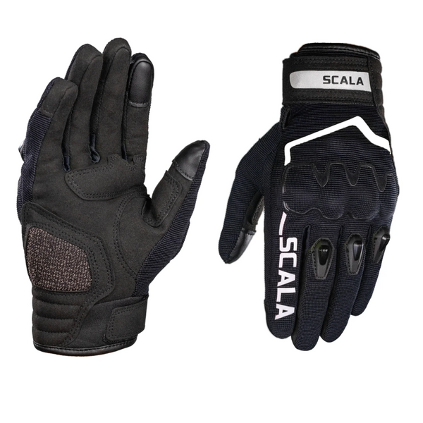 Scala Atlas black and red motorcycle riding gloves with protective knuckles