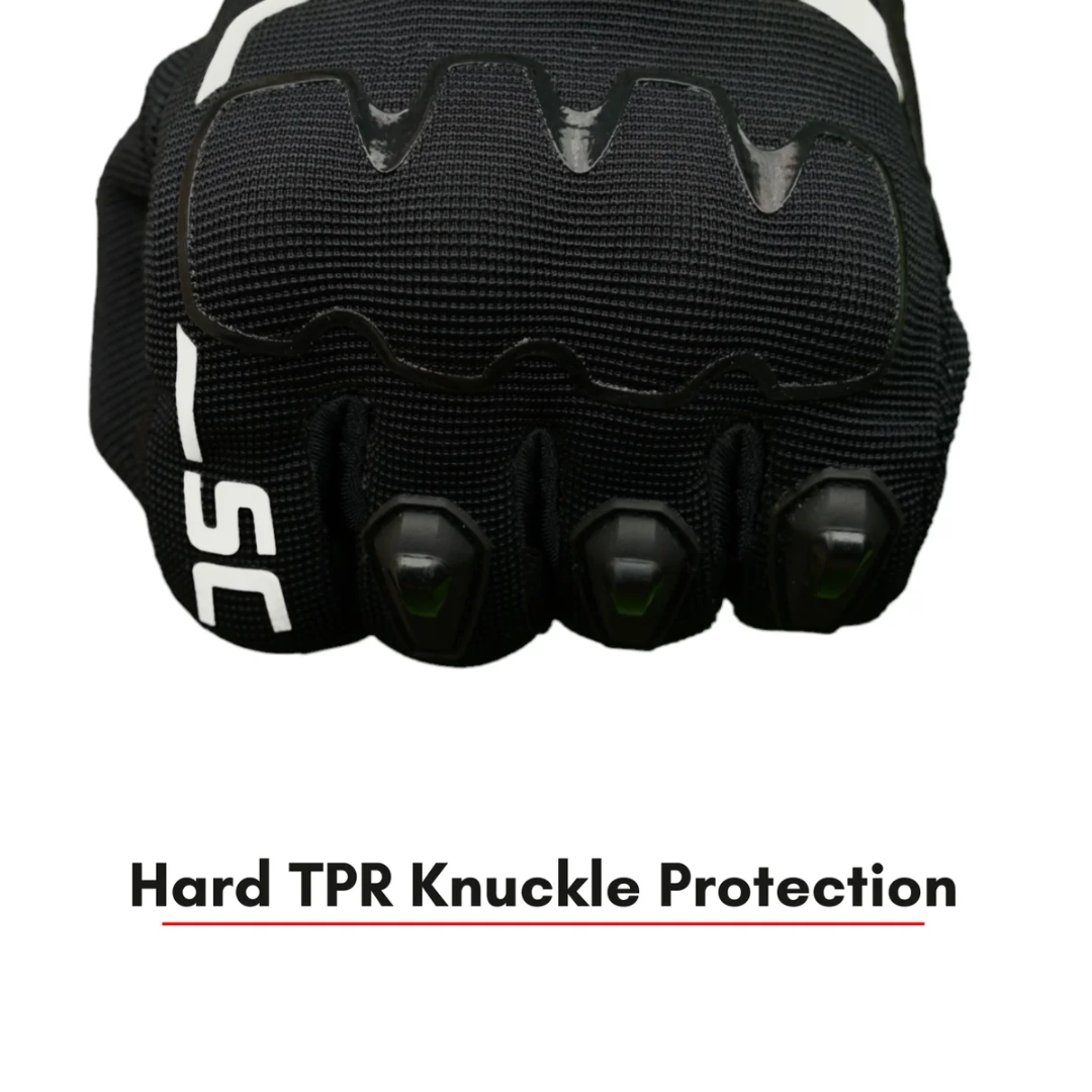 Scala Atlas black and white motorcycle riding gloves front view