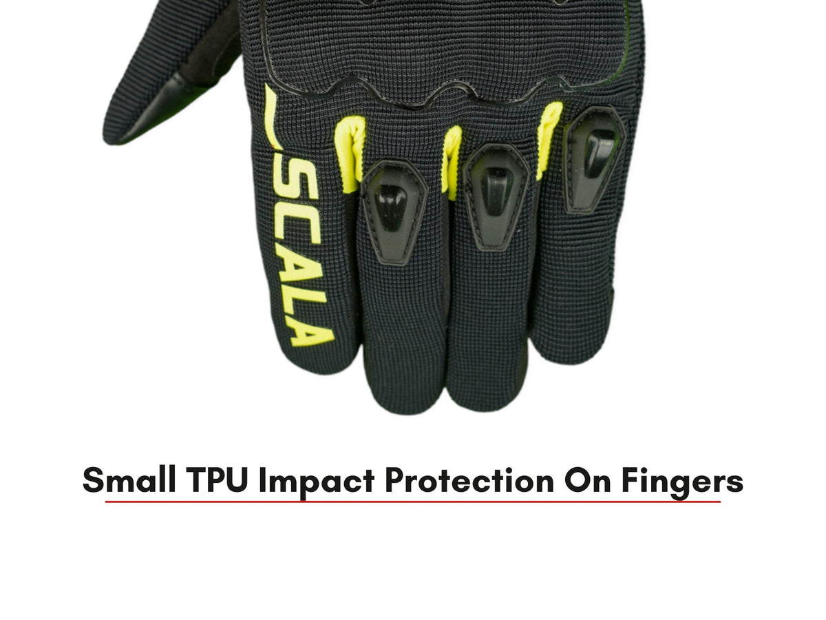 Scala Atlas black neon motorcycle riding gloves front view