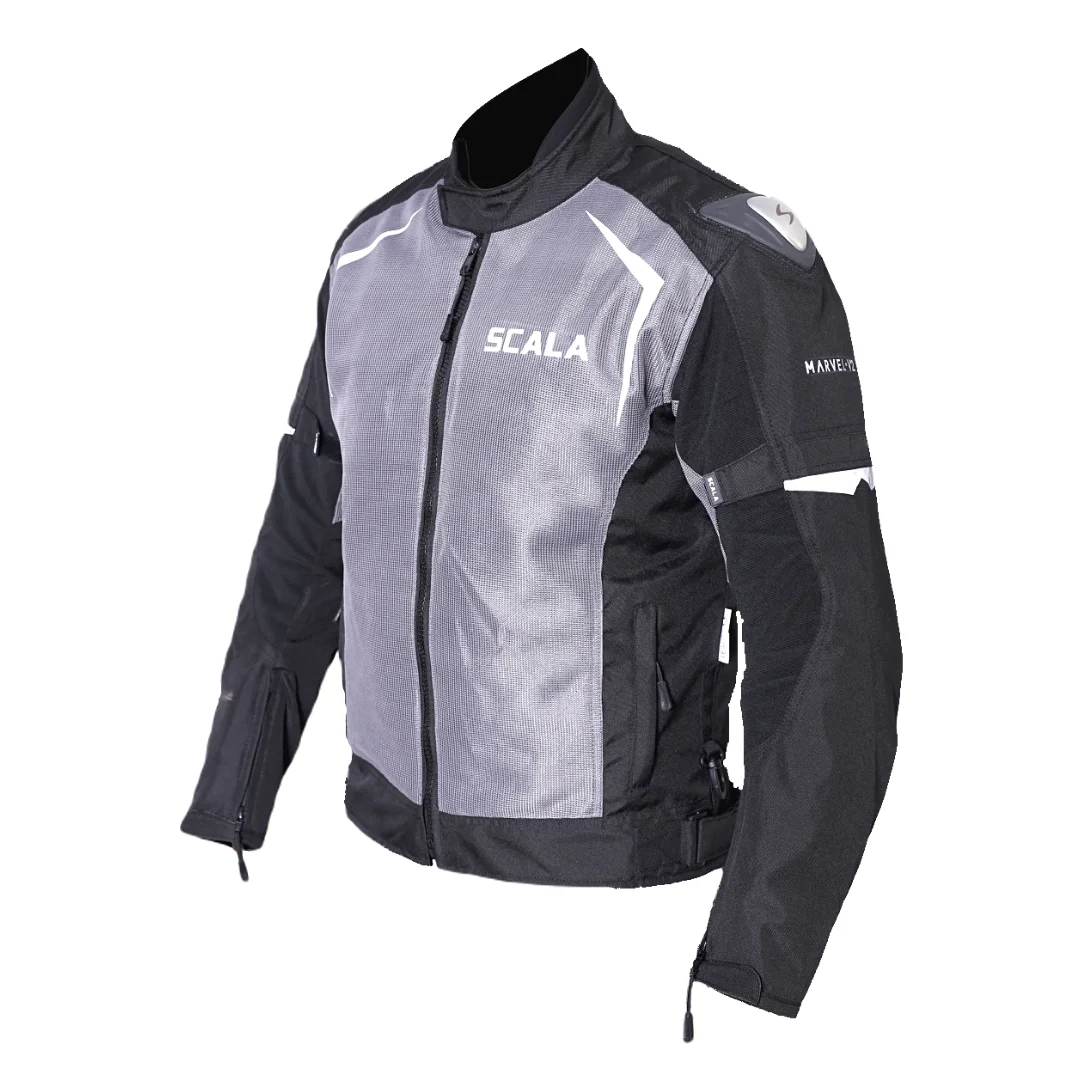 SCALA Marvel V2 Black Gray Motorcycle Riding Jacket with CE Level 2 Armor