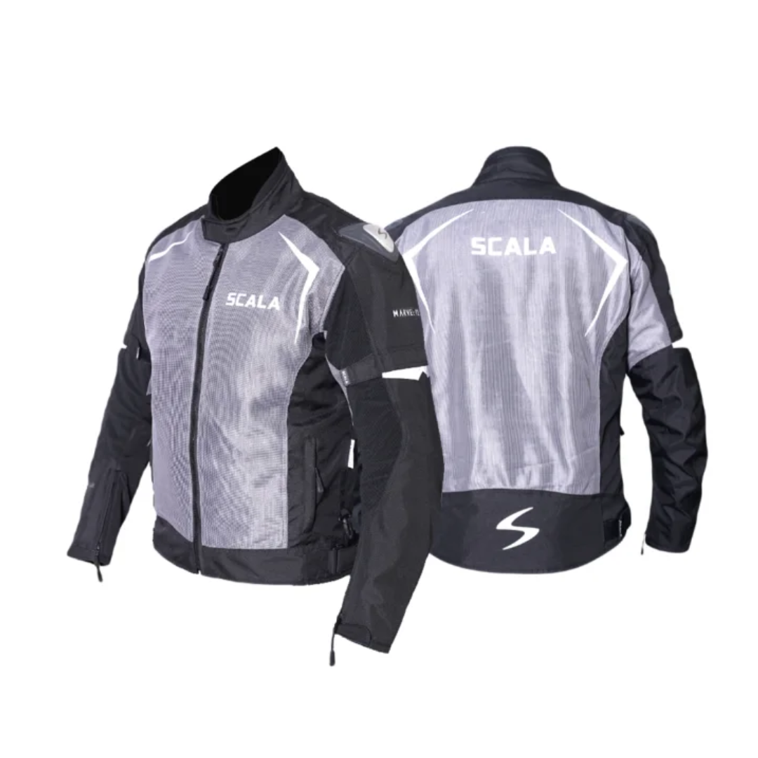 SCALA Marvel V2 Black Gray Motorcycle Riding Jacket with CE Level 2 Armor