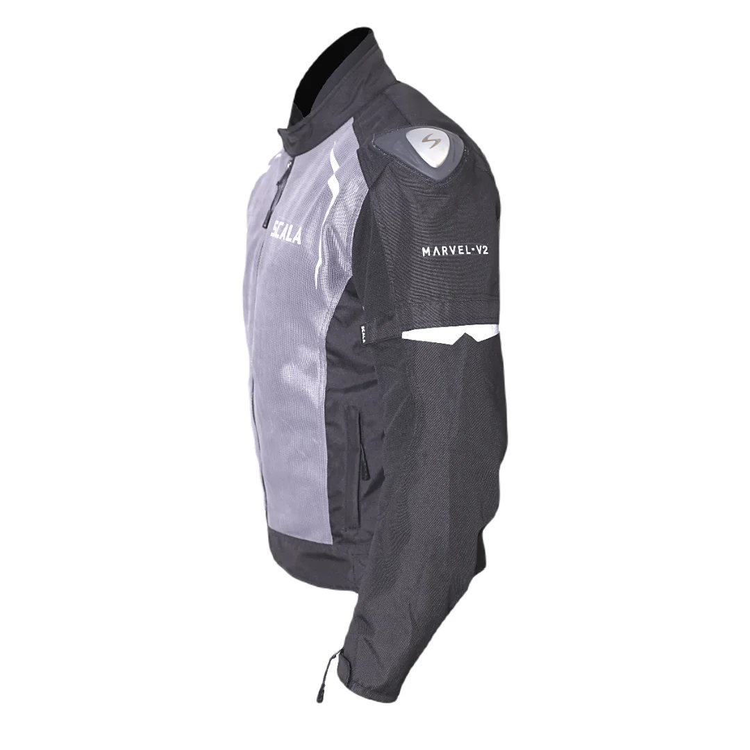 SCALA Marvel V2 Black Gray Motorcycle Riding Jacket with CE Level 2 Armor