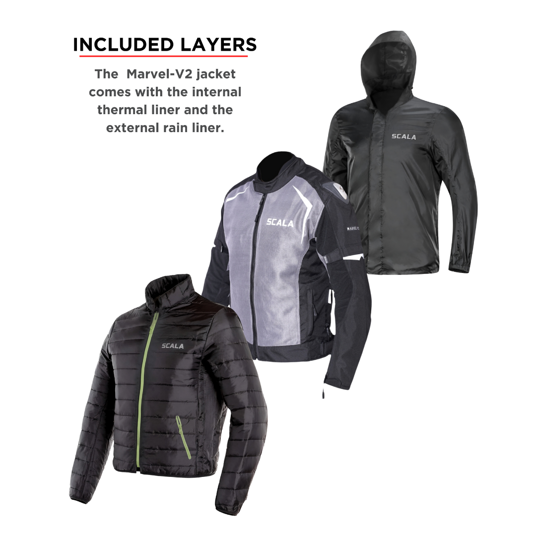 SCALA Marvel V2 Black Gray Motorcycle Riding Jacket with CE Level 2 Armor