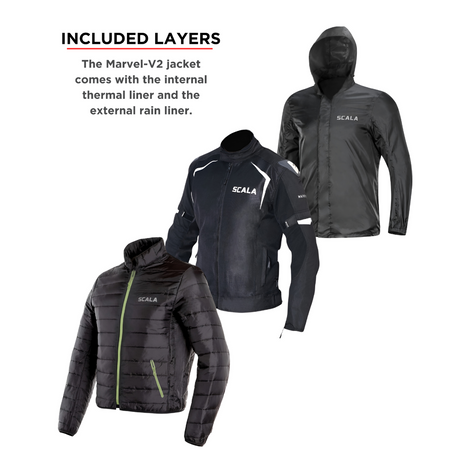 SCALA Marvel V2 Black Motorcycle Riding Jacket with CE Level 2 Armor