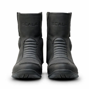 Scala Rove black waterproof leather motorcycle boots with reinforced ankle and shin protection and all-terrain sole