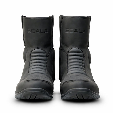 Scala Rove black waterproof leather motorcycle boots with reinforced ankle and shin protection and all-terrain sole