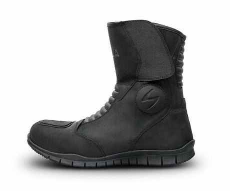 Scala Rove black waterproof leather motorcycle boots with reinforced ankle and shin protection and all-terrain sole