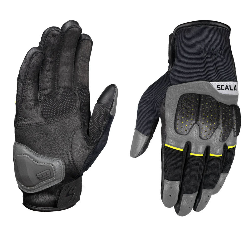 Scala Speed-2 gray genuine leather motorcycle riding gloves