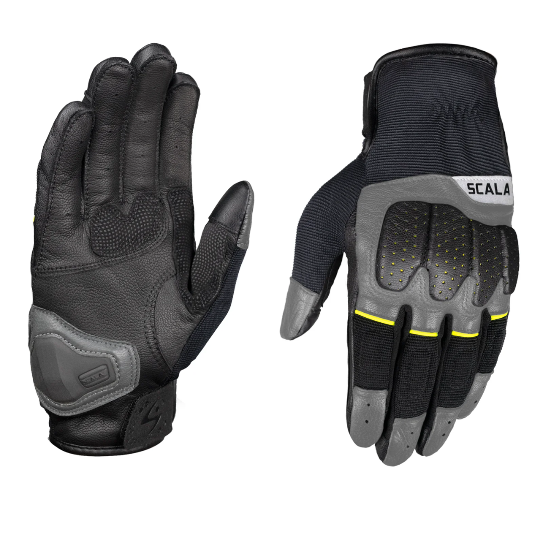Scala Speed-2 gray genuine leather motorcycle riding gloves