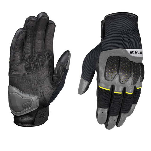 Scala Speed-2 gray genuine leather motorcycle riding gloves