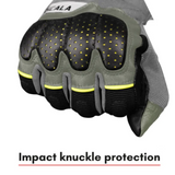 Scala Speed-2 olive green genuine leather motorcycle riding gloves