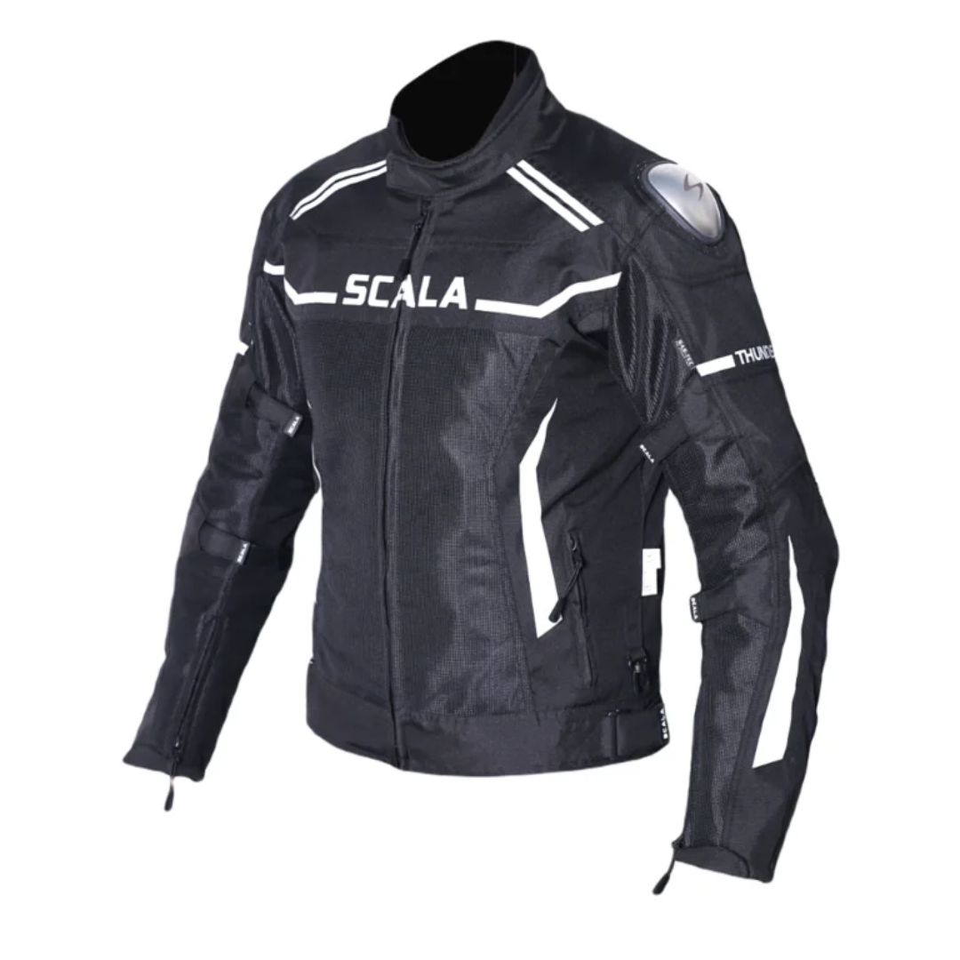SCALA Thunder L2 Black Motorcycle Riding Jacket with CE Level 2 Armor